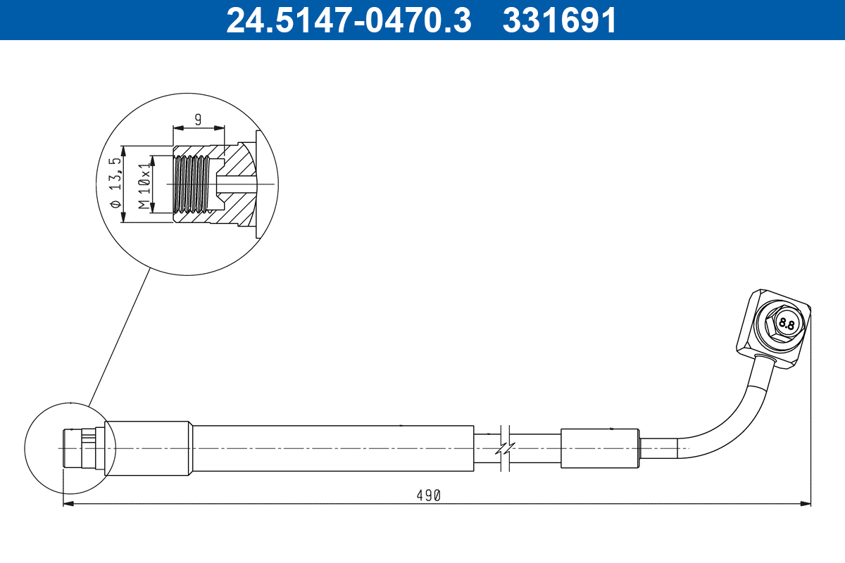 Furtun frana OPEL MOKKA / MOKKA X (J13) 1.4 4x4 (_76) benzina 140 cai ATE 24.5147-0470.3