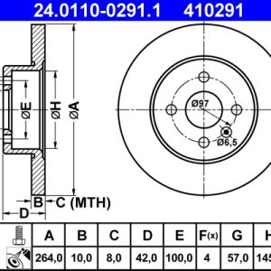 Disc frana OPEL COMBO Autoutilitara/limuzina spatioasa 1.3 CDTI 16V diesel 75 cai ATE 24.0110-0291.1