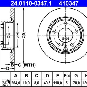 Disc frana OPEL ADAM (M13) 1.4 benzina 101 cai ATE 24.0110-0347.1