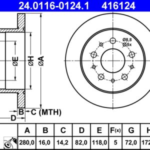 Disc frana OPEL MOVANO C caroserie (U9) 2.2 BlueHDi 180 diesel 180 cai ATE 24.0116-0124.1