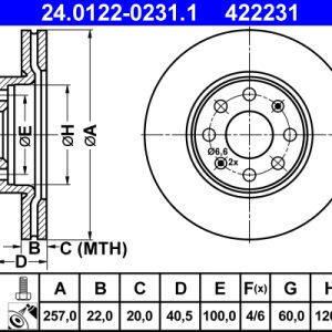 Disc frana OPEL ADAM (M13) 1.4 benzina 87 cai ATE 24.0122-0231.1
