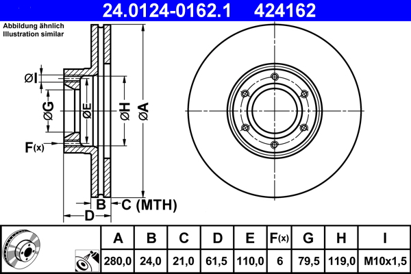Disc frana OPEL MOVANO A caroserie (X70) 2.5 CDTI (FD) diesel 146 cai ATE 24.0124-0162.1