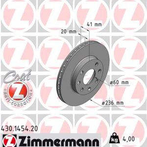 Disc frana OPEL COMBO Autoutilitara/limuzina spatioasa (71_) 1.7 D diesel 60 cai ZIMMERMANN 430.1454.20