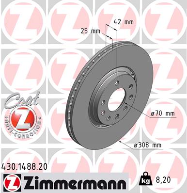 Disc frana OPEL ADAM (M13) 1.0 benzina 90 cai ZIMMERMANN 430.1488.20