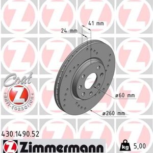 Disc frana OPEL COMBO Tour 1.7 DI 16V diesel 65 cai ZIMMERMANN 430.1490.52