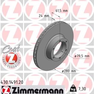 Disc frana OPEL MOVANO A platou / sasiu (X70) 3.0 DTI (ED, HD, UD0, UD4) diesel 136 cai ZIMMERMANN 430.1491.20