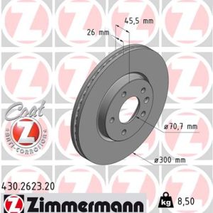Disc frana OPEL AMPERA (R12) EV 150 benzina/elector 151 cai ZIMMERMANN 430.2623.20