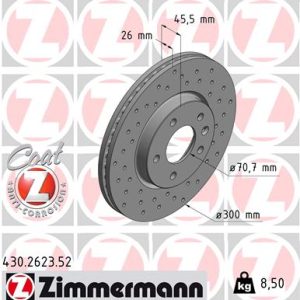 Disc frana OPEL AMPERA (R12) EV 150 benzina/elector 151 cai ZIMMERMANN 430.2623.52