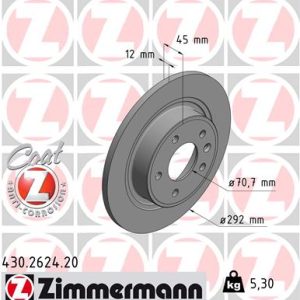 Disc frana OPEL AMPERA (R12) EV 150 benzina/elector 151 cai ZIMMERMANN 430.2624.20