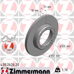 Disc frana OPEL MOVANO B platou / sasiu (X62) 2.3 CDTI RWD (EV, HV, UV) diesel 101 cai ZIMMERMANN 430.2626.20