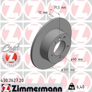 Disc frana OPEL MOVANO B platou / sasiu (X62) 2.3 CDTI RWD (EV, HV, UV) diesel 101 cai ZIMMERMANN 430.2627.20