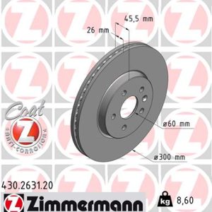 Disc frana OPEL MOKKA / MOKKA X (J13) 1.6 CDTI (_76) diesel 110 cai ZIMMERMANN 430.2631.20