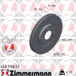 Disc frana OPEL MOKKA 1.2 (76) benzina 131 cai ZIMMERMANN 440.3106.52
