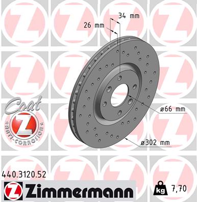 Disc frana OPEL MOKKA 1.2 (76) benzina 131 cai ZIMMERMANN 440.3120.52