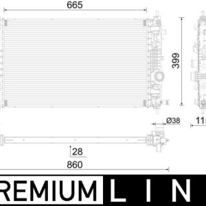 Radiator racire motor OPEL CASCADA (W13) 1.6 SIDI (67) benzina 170 cai MAHLE ORIGINAL CR 2592 000P