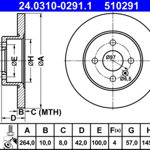 Disc frana OPEL COMBO Autoutilitara/limuzina spatioasa 1.7 DI 16V diesel 65 cai ATE 24.0310-0291.1