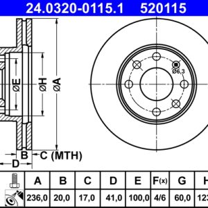 Disc frana OPEL COMBO Autoutilitara/limuzina spatioasa (71_) 1.7 D diesel 60 cai ATE 24.0320-0115.1