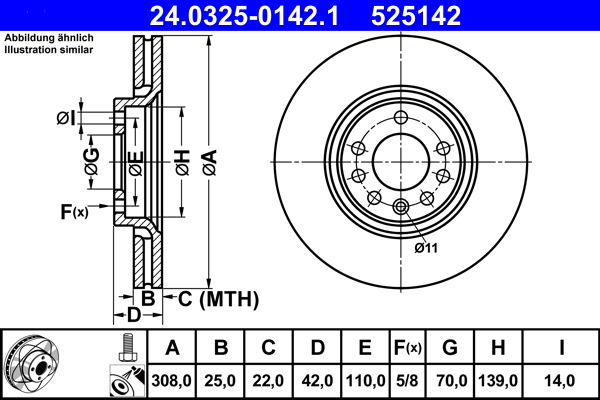 Disc frana OPEL ADAM (M13) 1.4 LPG Benzina/Autogaz (GPL) 87 cai ATE 24.0325-0142.1
