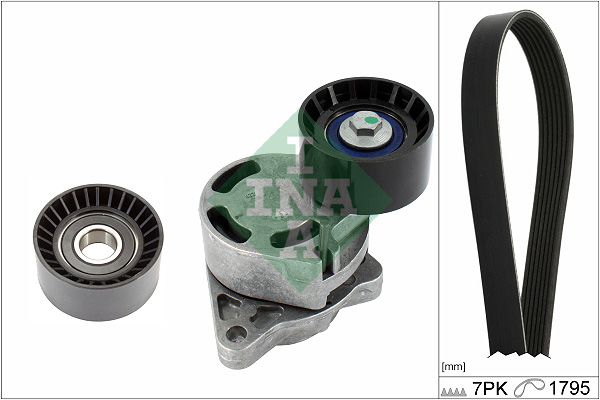 Set curea transmisie cu caneluri OPEL MOVANO A platou / sasiu (X70) 2.5 CDTI (ED, HD, UD0, UD4) diesel 120 cai INA 529 0434 10