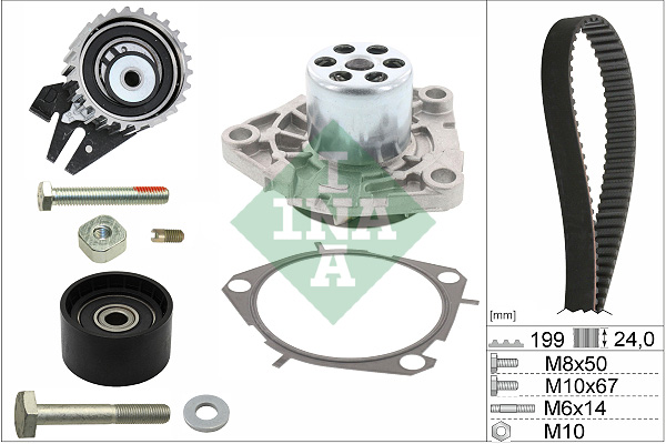 Set pompa apa + curea dintata OPEL COMBO Tour (X12) 2.0 CDTI (C26, D26, E26, C05) diesel 135 cai INA 530 0562 30