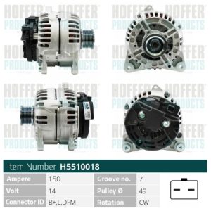 Alternator OPEL VIVARO A caroserie (X83) 2.5 CDTI (F7) diesel 146 cai HOFFER H5510018