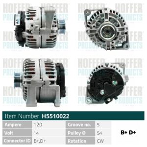 Alternator OPEL COMBO Tour 1.6 CNG Benzina/Gaz metan (GNC) 94 cai HOFFER H5510022
