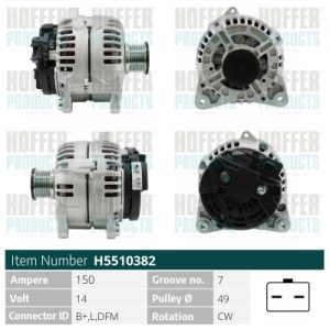 Alternator OPEL MOVANO A caroserie (X70) 2.5 DTi (FD) diesel 99 cai HOFFER H5510382