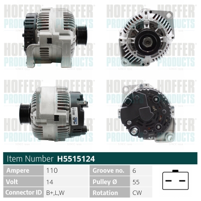 Alternator OPEL MOVANO A caroserie (X70) 1.9 DTI (FD) diesel 80 cai HOFFER H5515124