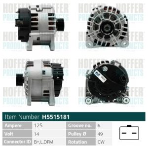 Alternator OPEL VIVARO A platou / sasiu (X83) 2.0 16V benzina 120 cai HOFFER H5515181