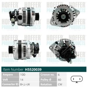 Alternator OPEL COMBO Autoutilitara/limuzina spatioasa 1.7 DI 16V diesel 65 cai HOFFER H5520039