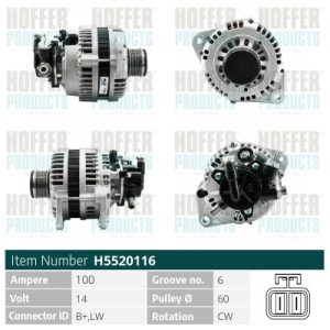 Alternator OPEL COMBO Autoutilitara/limuzina spatioasa 1.7 CDTI 16V diesel 101 cai HOFFER H5520116