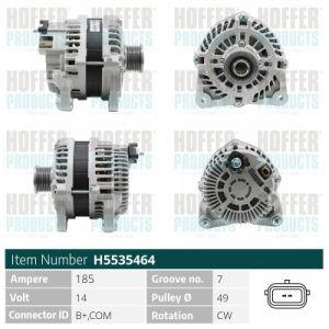 Alternator OPEL MOVANO B bus (X62) 2.3 CDTI FWD (JV) diesel 146 cai HOFFER H5535464