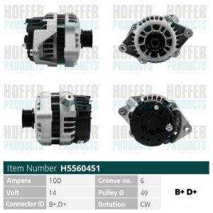 Alternator OPEL COMBO Autoutilitara/limuzina spatioasa (71_) 1.2 benzina 45 cai HOFFER H5560451