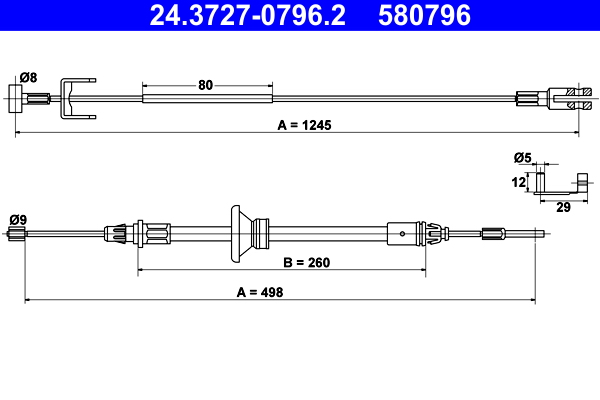 Cablu frana de parcare OPEL VIVARO A platou / sasiu (X83) 1.9 DTI diesel 101 cai ATE 24.3727-0796.2