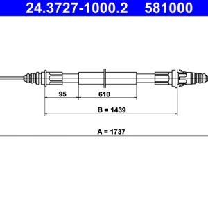 Cablu frana de parcare OPEL MOVANO A platou / sasiu (X70) 2.5 CDTI (ED, HD, UD0, UD4) diesel 146 cai ATE 24.3727-1000.2