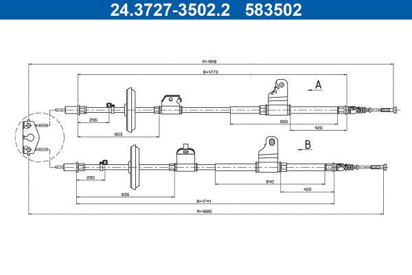 Cablu frana de parcare OPEL MOKKA / MOKKA X (J13) 1.8 4x4 (_76) benzina 140 cai ATE 24.3727-3502.2