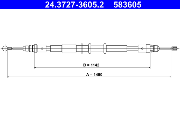 Cablu frana de parcare OPEL MOVANO B platou / sasiu (X62) 2.3 CDTI RWD (EV, HV, UV) diesel 131 cai ATE 24.3727-3605.2