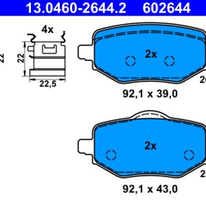 Placute frana OPEL MOKKA 1.2 (76) benzina 101 cai ATE 13.0460-2644.2