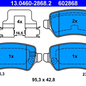 Placute frana OPEL COMBO Autoutilitara/limuzina spatioasa 1.6 CNG 16V Benzina/Gaz metan (GNC) 97 cai ATE 13.0460-2868.2