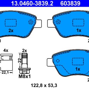 Placute frana OPEL ADAM (M13) 1.4 LPG Benzina/Autogaz (GPL) 87 cai ATE 13.0460-3839.2
