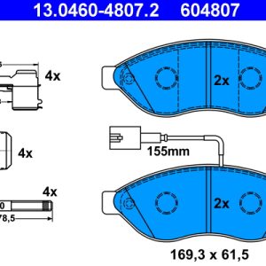 Placute frana OPEL MOVANO C platou / sasiu (U9) 2.2 D diesel 165 cai ATE 13.0460-4807.2