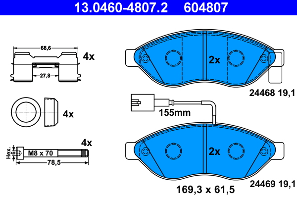 Placute frana OPEL MOVANO C caroserie (U9) 2.2 BlueHDi 180 diesel 180 cai ATE 13.0460-4807.2