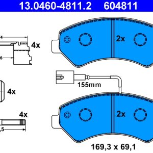 Placute frana OPEL MOVANO C platou / sasiu (U9) 2.2 BlueHDi 120 diesel 120 cai ATE 13.0460-4811.2