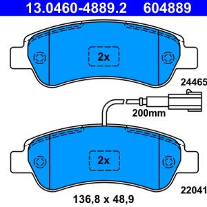 Placute frana OPEL MOVANO C platou / sasiu (U9) 2.2 D diesel 165 cai ATE 13.0460-4889.2