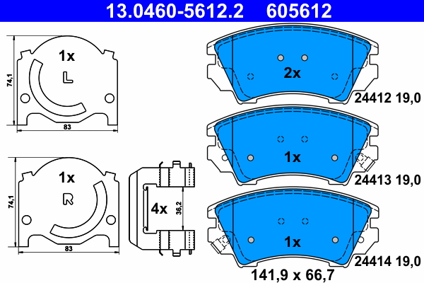 Placute frana OPEL CASCADA (W13) 1.6 (67) benzina 136 cai ATE 13.0460-5612.2