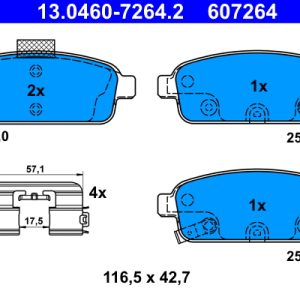 Placute frana OPEL MOKKA / MOKKA X (J13) 1.6 CDTI (_76) diesel 110 cai ATE 13.0460-7264.2