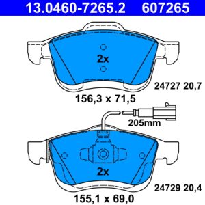 Placute frana OPEL COMBO Tour (X12) 1.4 (C26, D26, E26, C06) benzina 120 cai ATE 13.0460-7265.2