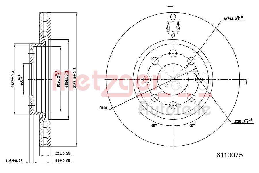 Disc frana OPEL ADAM (M13) 1.4 S benzina 150 cai METZGER 6110075