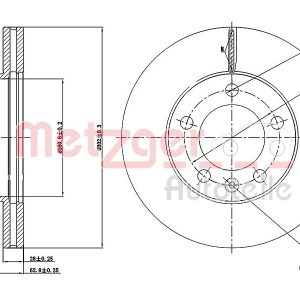 Disc frana OPEL MOVANO B platou / sasiu (X62) 2.3 CDTI RWD (EV, HV, UV) diesel 131 cai METZGER 6110687