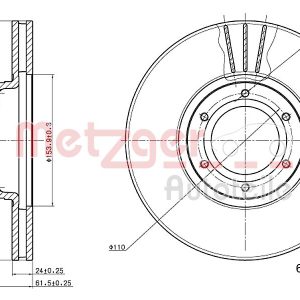 Disc frana OPEL MOVANO A caroserie (X70) 2.5 CDTI (FD) diesel 146 cai METZGER 6110806